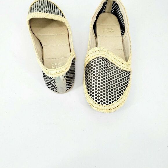 Eileen Fisher Etch Mirrored Perforated Honeycomb Espadrilles Flats $199 Sz 6 - Picture 3 of 5